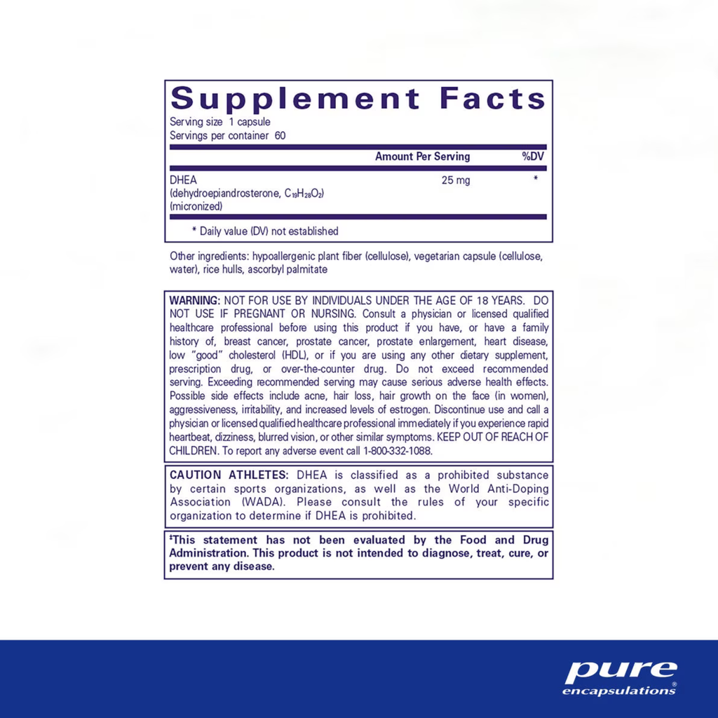 DHEA 25mg Label