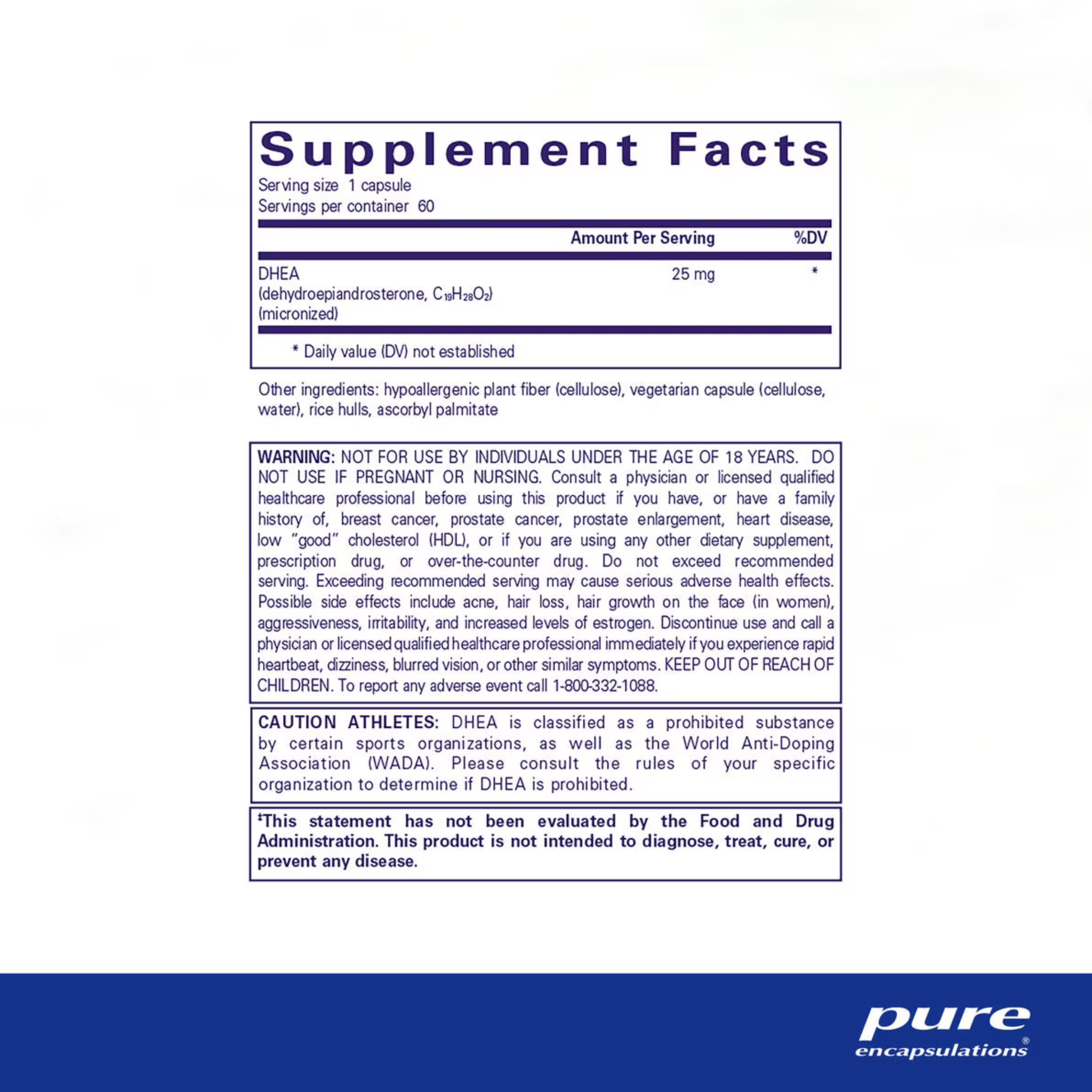 DHEA 25mg Label