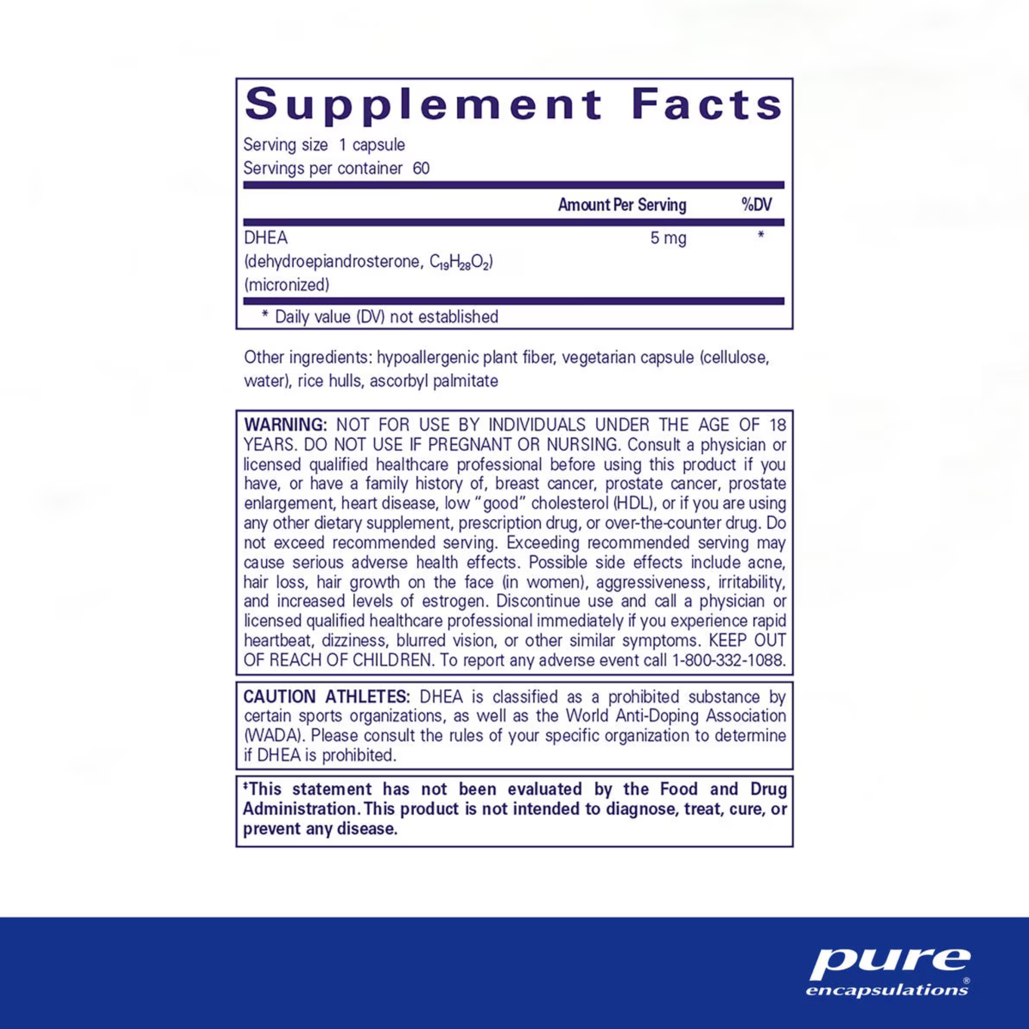 DHEA 5mg Label