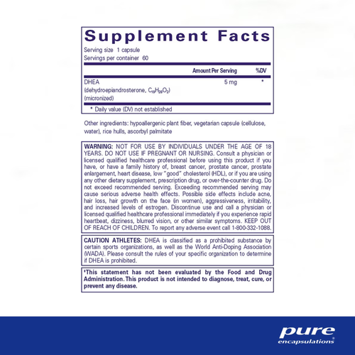 DHEA 5mg Label